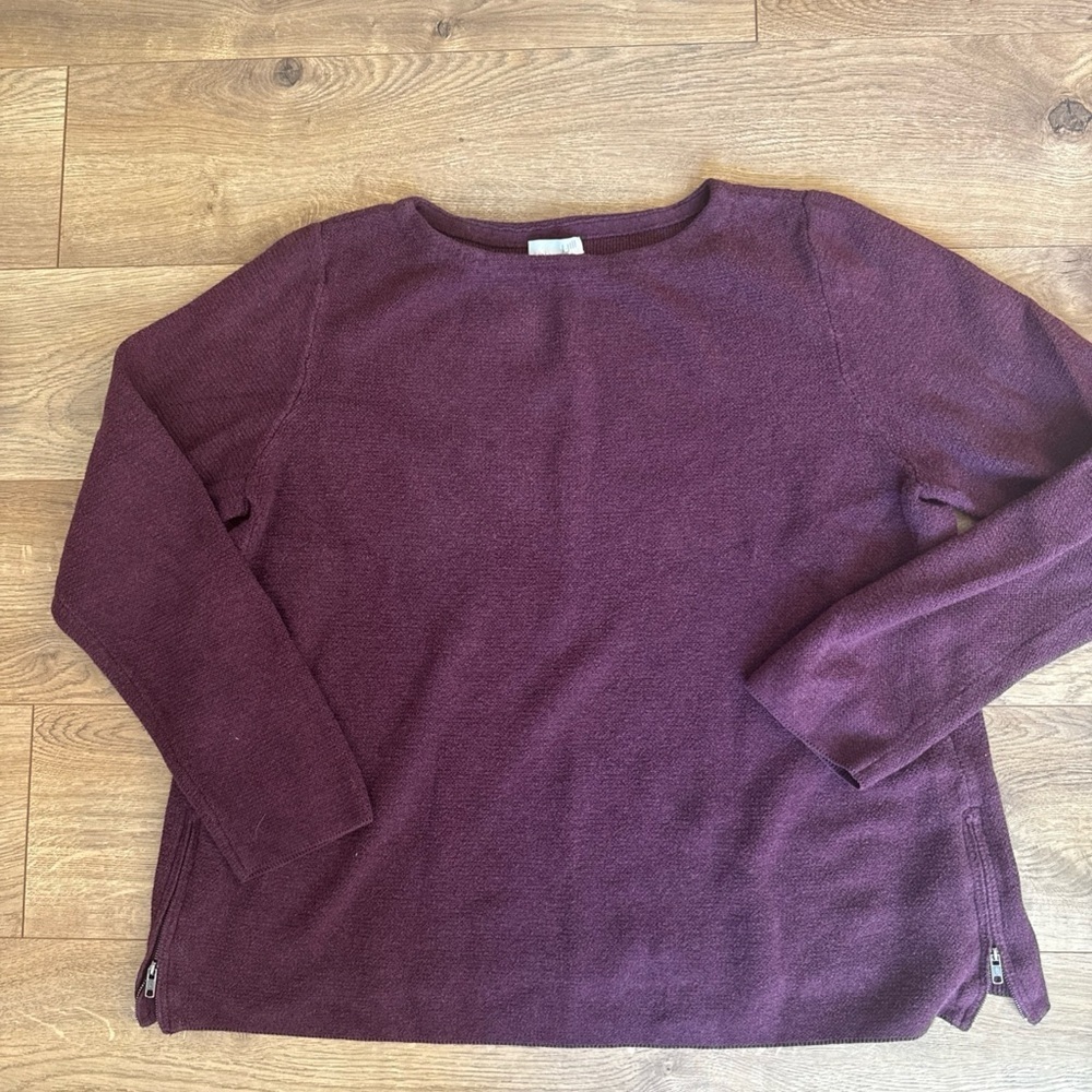 J Jill Knitted Sweater With Side Zippers Womens Size Medium plum Purple